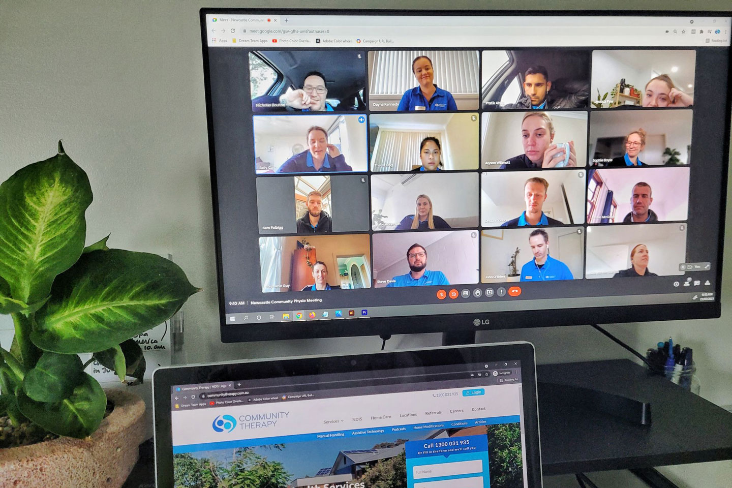 Video meeting with team members