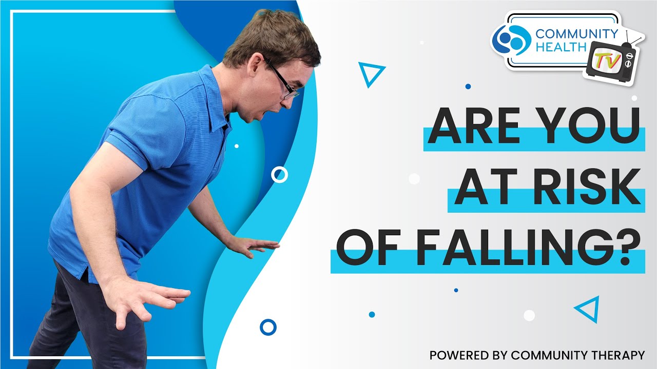 Video thumbnail with the title Are you at risk of falling with Scott pretending to fall over