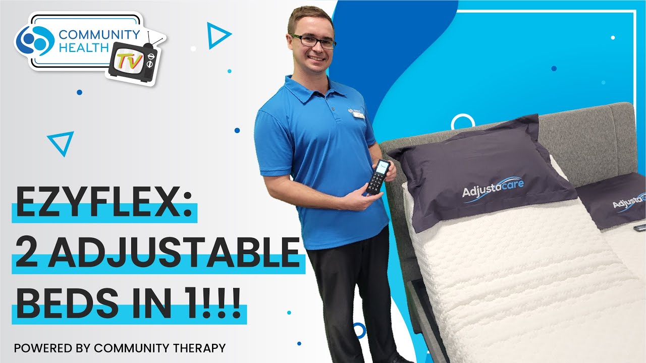 Video thumbnail with Scott next to the Ezyflex bed, a single bed with 2 ajudstable beds in 1