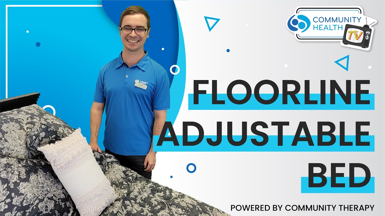 The Floorline Adjustable Bed with Scott standing next to it. A thumbnail for the video